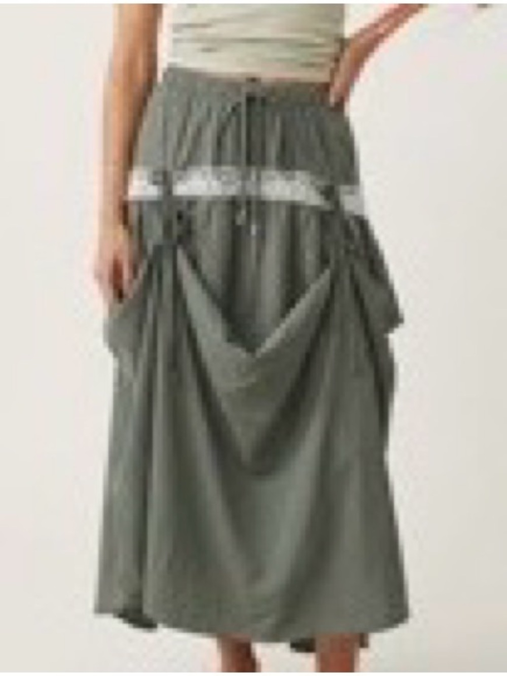 307 | Maxi Crochet Panel Skirt - Olive Cream